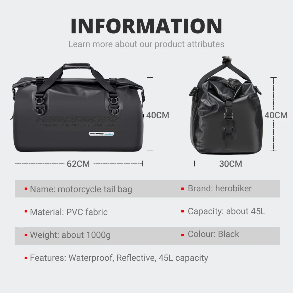 HEROBIKER 45L мотоциклетная сумка, водонепроницаемый мотоциклетный рюкзак, сумка для шлема, мотоциклетная сумка для хвоста, багажные сумки для мо... HEROBIKER 45L мотоциклетная сумка, водонепроницаемый мотоциклетный рюкзак, сумка для шлема, мотоциклетная сумка для хвоста, багажные сумки для мо...