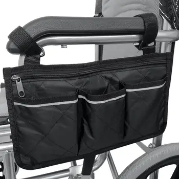 

Universal Wheelchair Side Bag Rollator Organizer Pouch Armrest Multipocket Storage Pouch For Sundries Wallet Snacks Storage