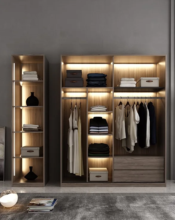 Bespoken Wardrobe with LED Lighting Dress font b Closet b font Armoire of MDF Fiberboard