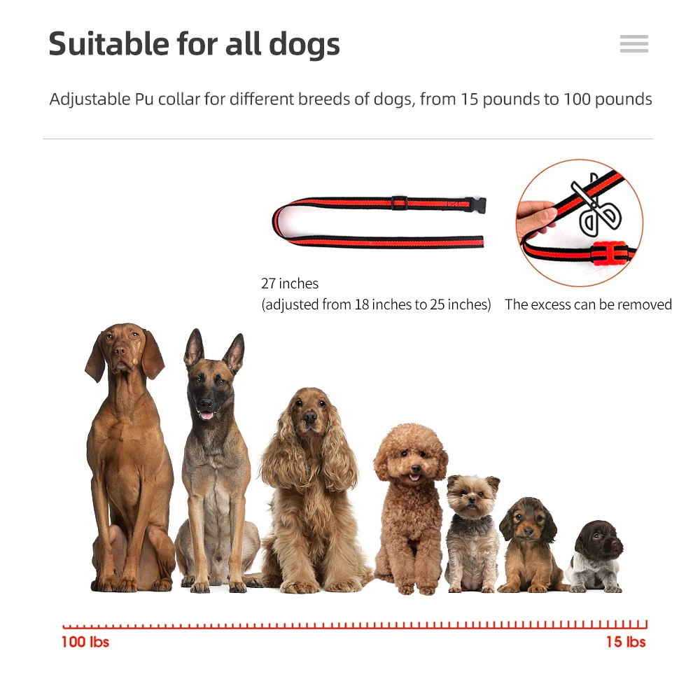 Pet Dog Training Collar 500m Waterproof Dog Training Collar Pet Remote Control Rechargeable Shock Sound Vibration Dog Collar Remote Controller