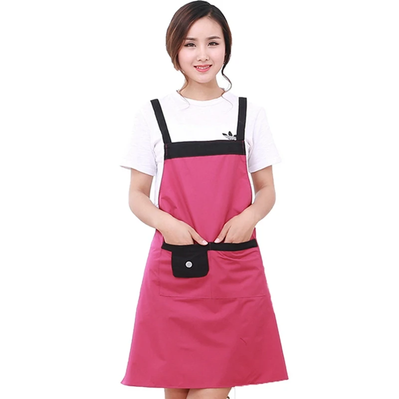 Adjustable Women Kitchen Apron For Cooking Baking Barista Apron Pink Waitressing Aprons Ladys Thicken Restaurant Apron