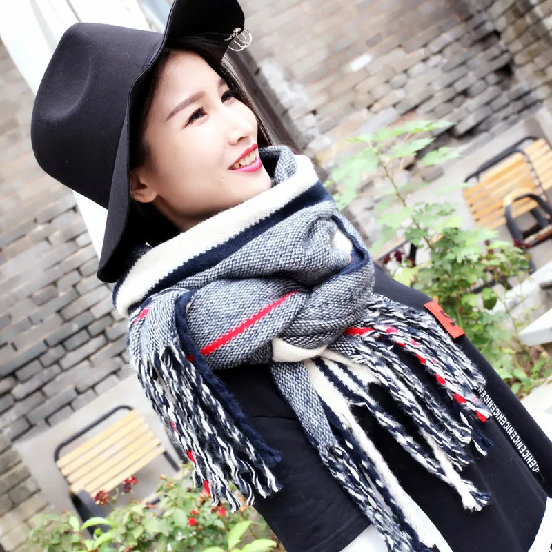 

South Korea Dongdaemun Linen Flower Color Tassels Scarf Color jian tiao wen Yarn Winter Thick Warm Versatile Couples Ultra Large