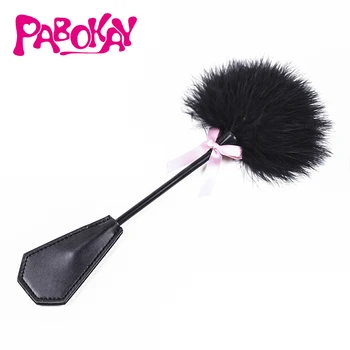 SM Feather Tickled Whip Bondage Punish Fetish Leather Spanking Paddle Play Flogger Lover Riding Crop Pony Sex Toy 4