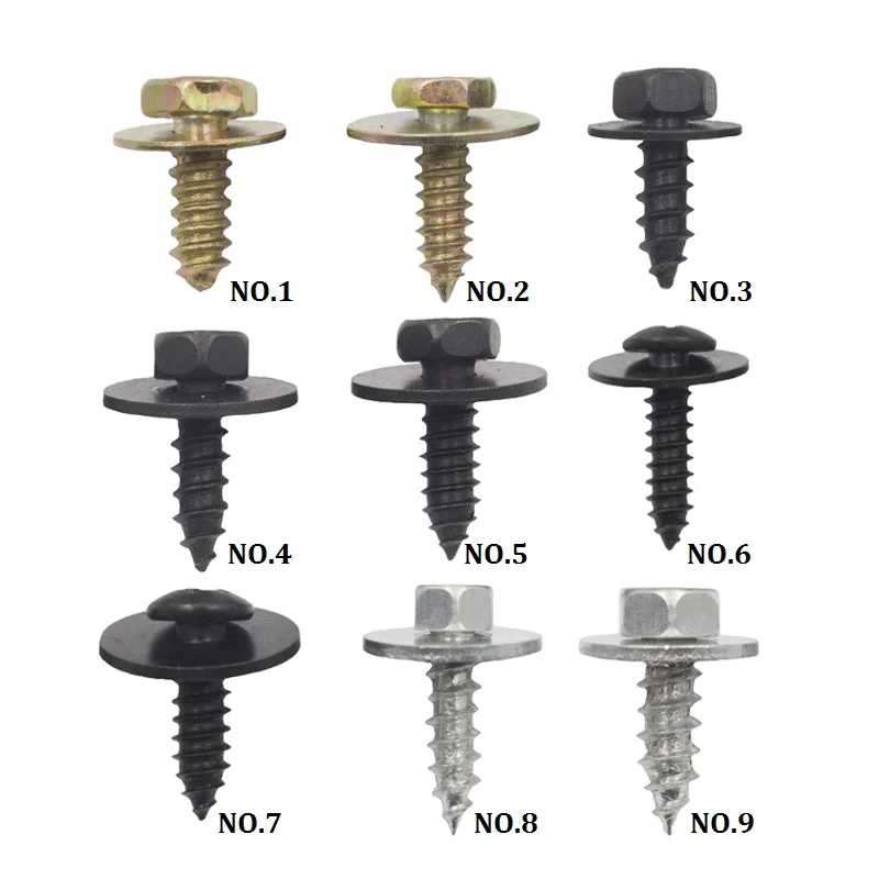 10Pcs Mixed Car Body Fender Screw 5mm 5.5mm 6mm 6.3mm Metal Self