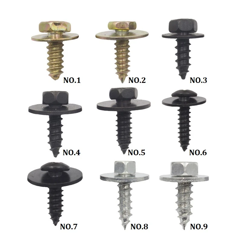 10Pcs Mixed Car Body Fender Screw 5mm 5.5mm 6mm 6.3mm Metal Self Tapping Screw Rivet Fastener