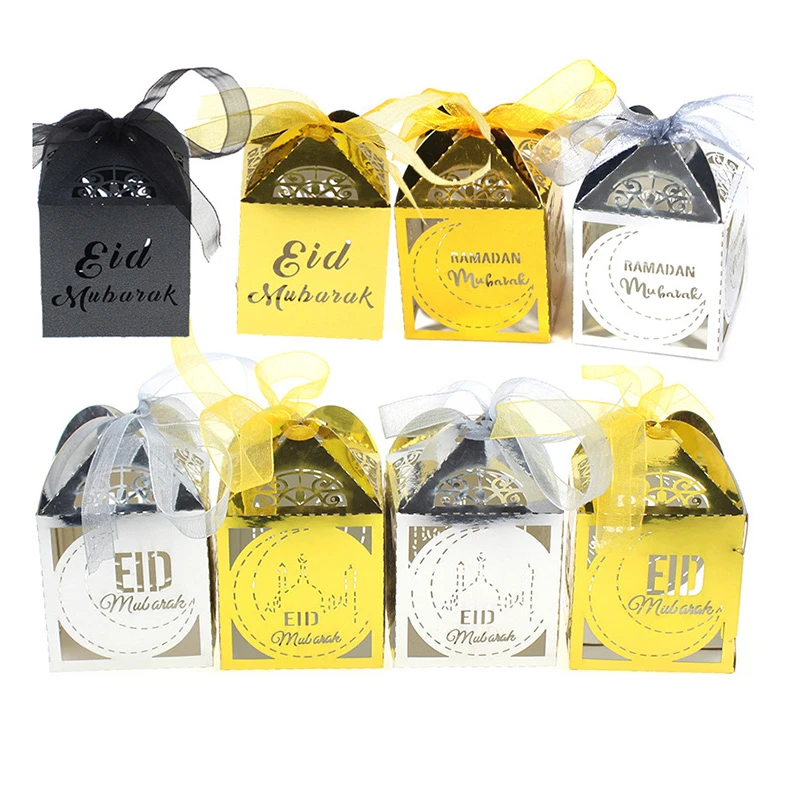 20/30/50pcs Eid Mubarak Candy Boxes Ramadan Sweet Favor Gift Boxes With