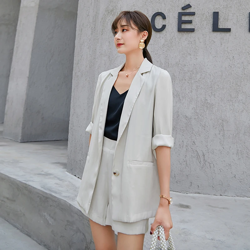 Women Notched Blazer Jacket 