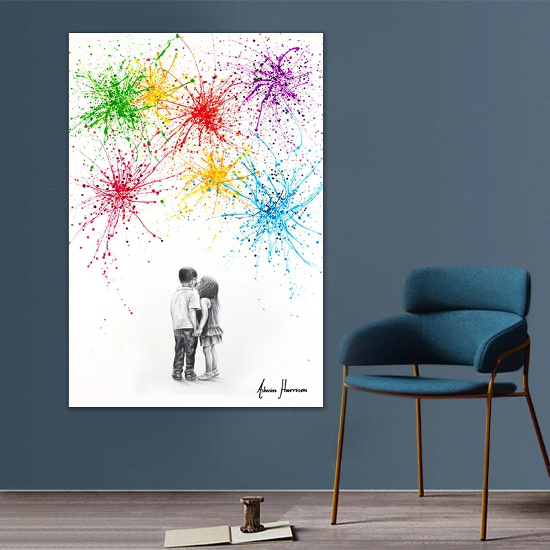 Lienzos Decorativos coloridos para pared, pinturas en para decoración de habitaciones, impreso para adolescentes|Pintura y caligrafía| - AliExpress