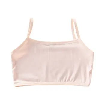 

Puberty Girls Camis Training Bra Spaghetti Strap Solid Color Ribbed Underwear CORB