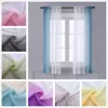 Gradient Sheer Curtains for Living Room Fashion Tulle 1 Piece Half Transparent Custom Made Blue Black White Window Screens Cheap 1