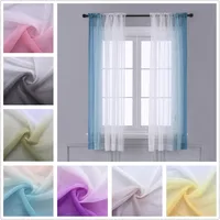 Gradient Sheer Curtains for Living Room Fashion Tulle 1 Piece Half Transparent Custom Made Blue Black White Window Screens Cheap 1