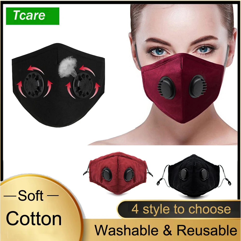 Double Breathing Valve Anti Dust Face Mouth Mask wirh PM 2.5 Activated Carbon Filter Washable Reusable Cotton Mask|Masks| - AliExpress