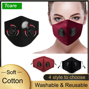 

Double Breathing Valve Anti Dust Face Mouth Mask wirh PM 2.5 Activated Carbon Filter Washable Reusable Cotton Mask