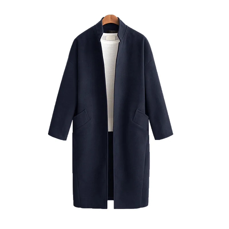 Женское зимнее пальто, новое осеннее и зимнее одноцветное кашемировое пальто большого размера, длинное шерстяное пальто для женщин