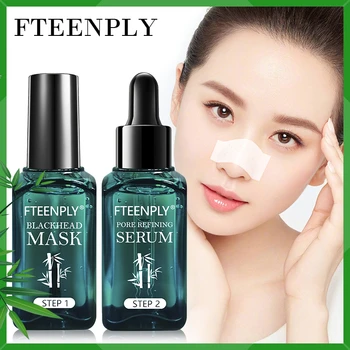 

Blackhead Removal Face Serum Facial Black Mask Acne Treatment FTEENPLY Skin Care Bamboo Shrinks Pores Essence Peeling Off Sheet