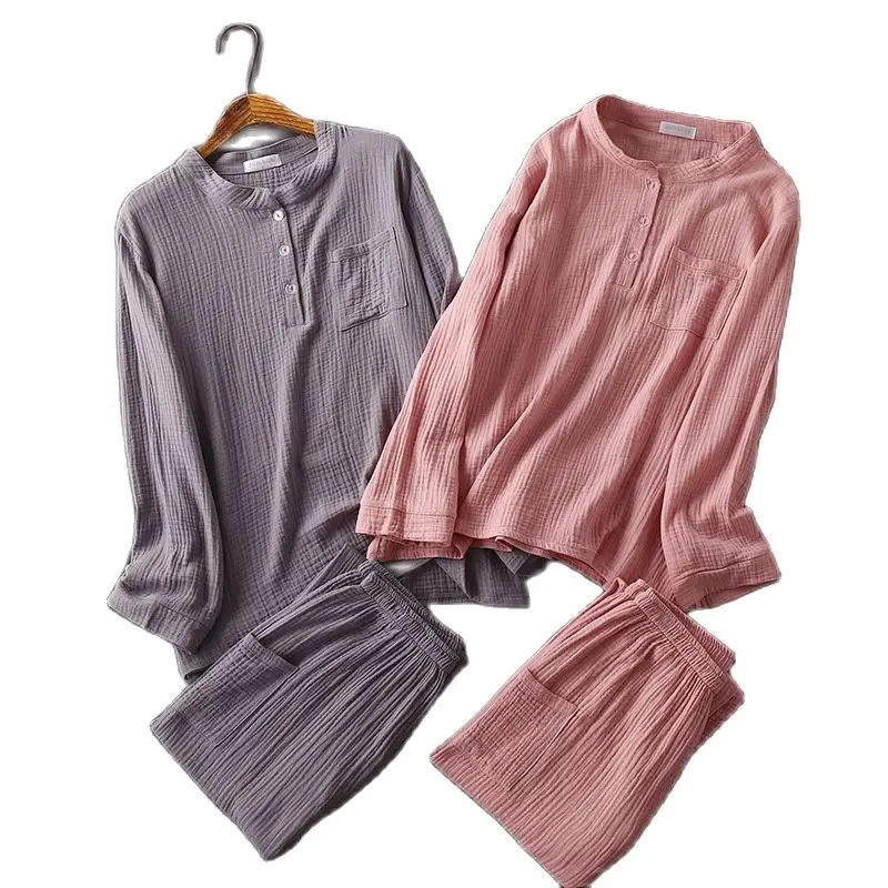 

Пижама женская из хлопка, штаны с длинным рукавом и промытой тканью из креп-Марли, домашний костюм, комплект одежды для беременных, размера плюс