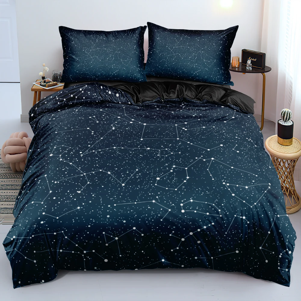 

Starry Pattern King Duvet Cover Pillow Shams Bedding Sets Full Bed Linen Set Comforter/Quilt Covers Pillowcases Home Texitle