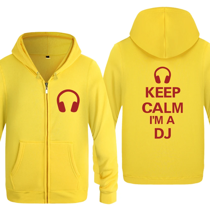 HUAY HOT Keep Calm Im A DJ-наушники для музыкального мероприятия, DJ свитшот для мужчин, мужские флисовые толстовки на молнии с капюшоном, кардиганы - Цвет: HUAY HOT