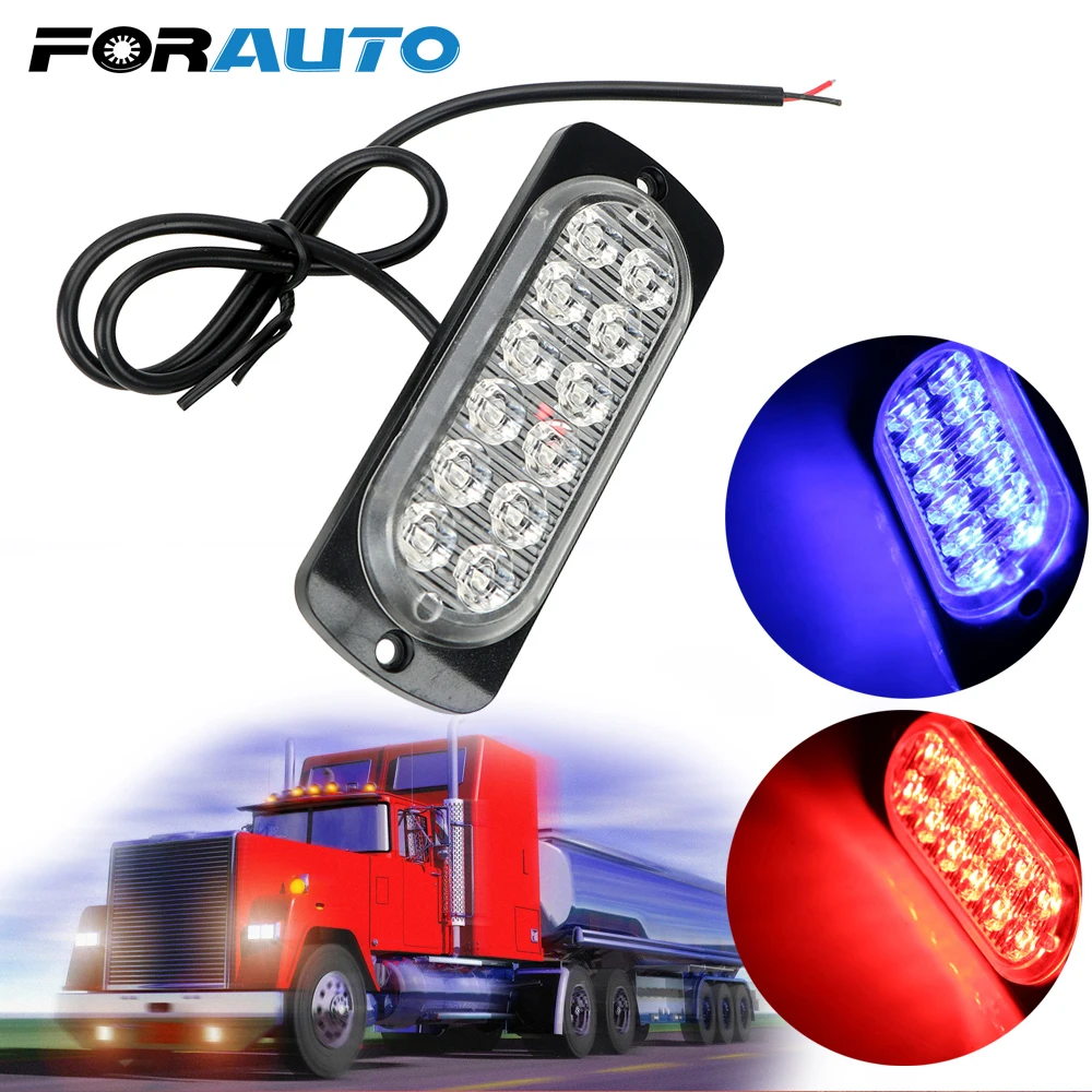 

FORAUTO 12 LED Car Truck Emergency Side Strobe 18W LED Warning Light Car Lights Assembly Car-styling Auto Accessories