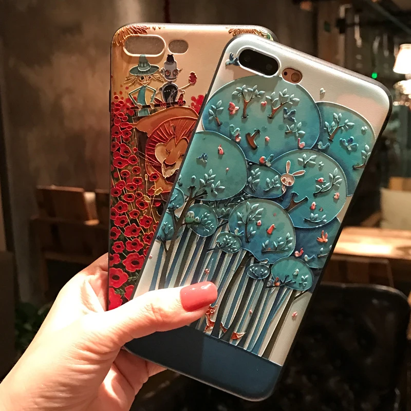 

For ONE plus 7 7T pro cobertura completa Carcasa protectora de silicona silicone frosted 3D Embossed carvings Painted phone case