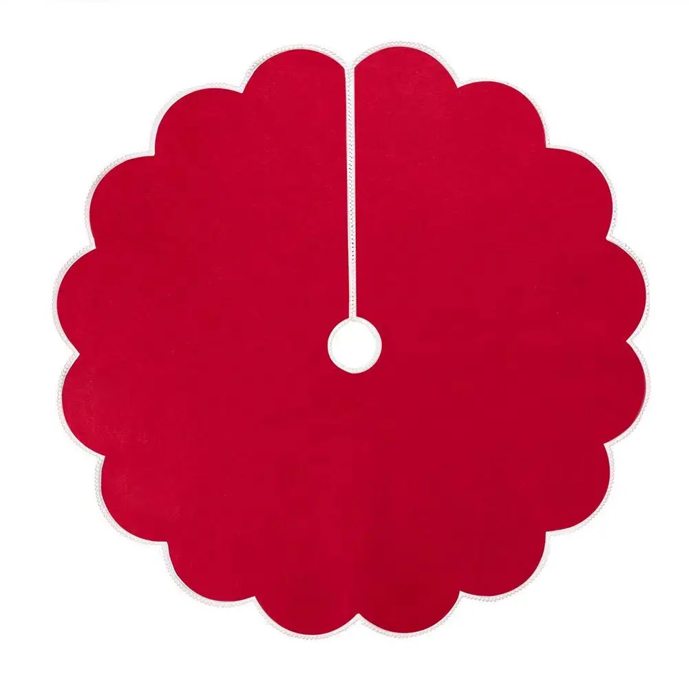 

Christmas Tree Skirt Red Lace Pendant Non-Woven Tree Decorative Skirt for Shopping Malls Supermarkets Hotels Homes