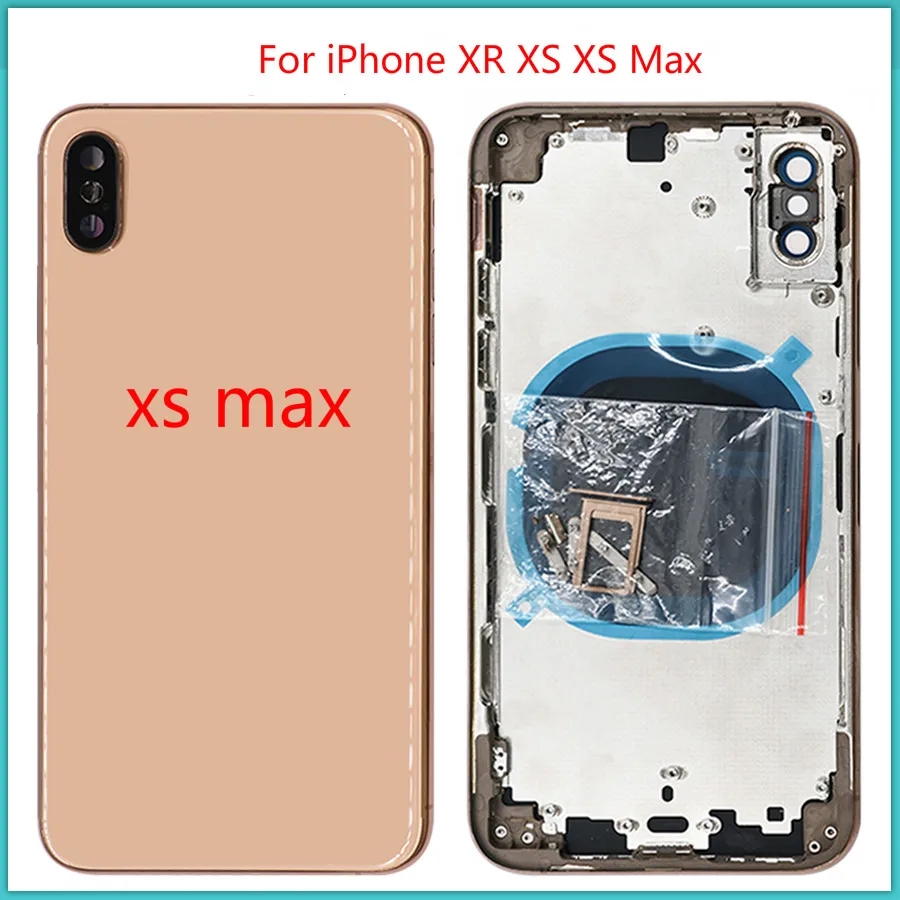 AAA+++ качество для iPhone XR XS Max чехол для задней части телефона батарея задняя панель задняя крышка+ средняя рамка Шасси+ sim-карта