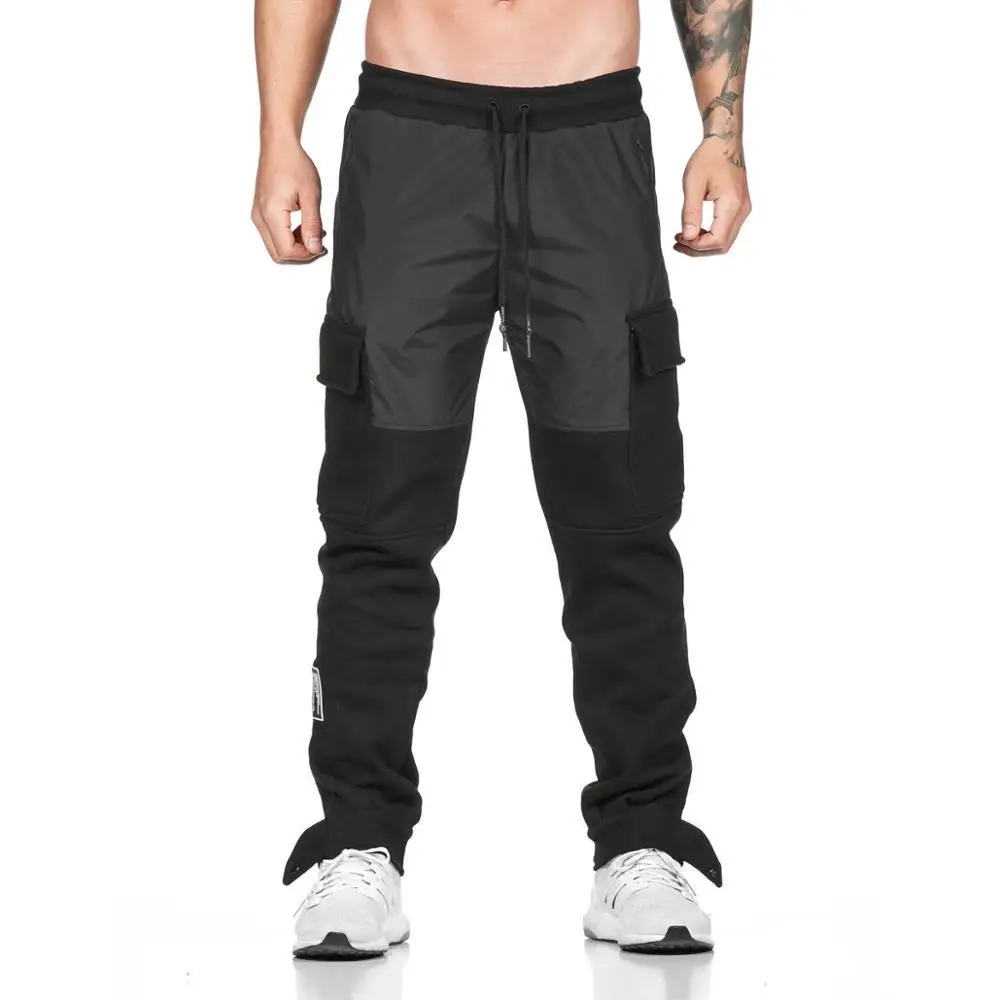 Осень спортивный Штаны Для мужчин Штаны Slim Fit боковой карман тренажерный зал Для мужчин джоггеры Для мужчин s впитывает пот и Штаны брюки для спорта, бега Штаны на открытом воздухе - Цвет: black