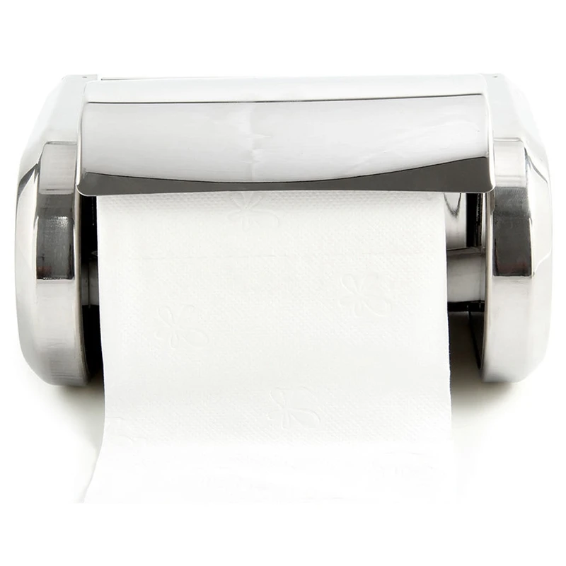 

HLZS-Stainless Steel Bathroom Wall Mounted Toilet Chrome Paper Holder Tissue Box