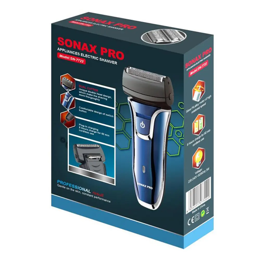 Для Sonax Pro электрическая бритва возвратно-поступательная Двойная сетка бритвенный нож для мужчин перезаряжаемый бородой нож N-7722