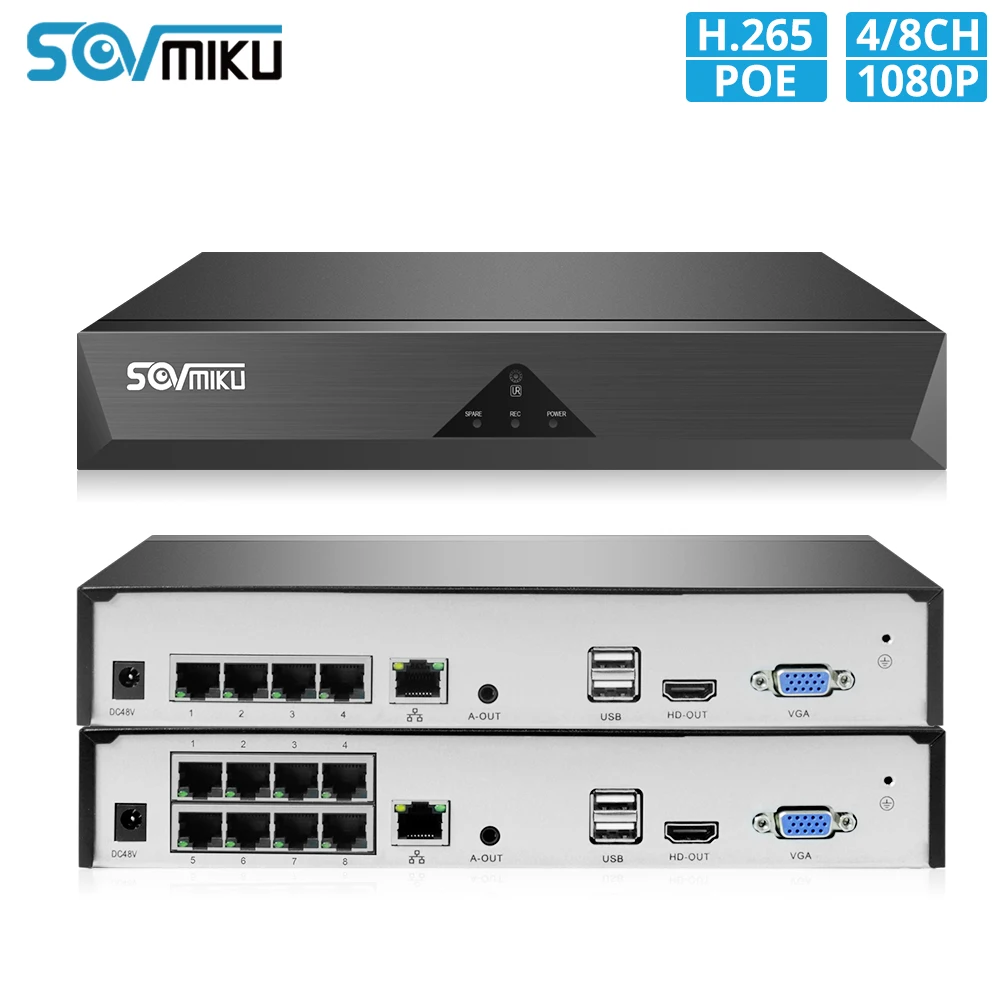 4CH 8CH Full HD 1080P POE NVR H.265 все-в-одном сетевой видеорегистратор для ip-камеры с питанием