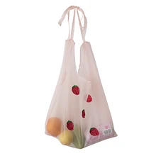 Прозрачная сумка с вышивкой для девушек, студенток, переносная сумка для покупок, перерабатываемая зеленая,, женские сумки для фруктов и овощей WML99