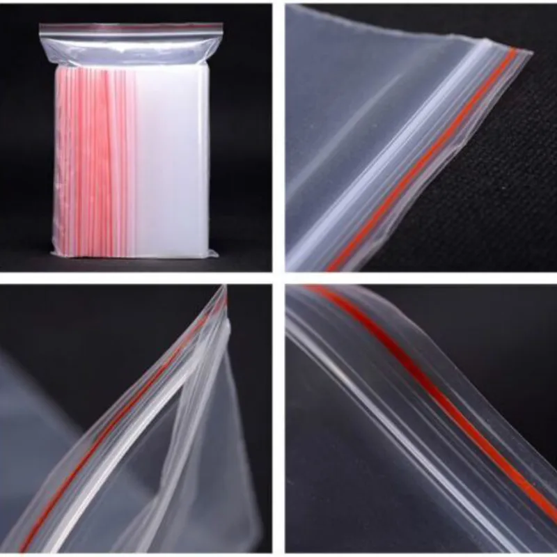 100pcs Clear Resealable Plastic Zip lock Bag Small mini Ziplock Bags 4x6 5x7 6x8 7x10 8x12 9x13 10x15 cm 7 size 2