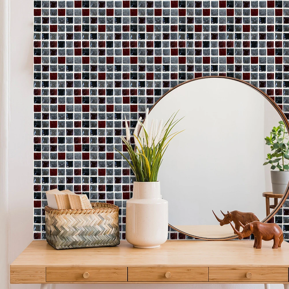 

Flat Mosaic Simulation Tile Wall Stickers Transfers Covers for House Renovation DIY Decals Waterpoof Peel & Stick PVC Wallpaper