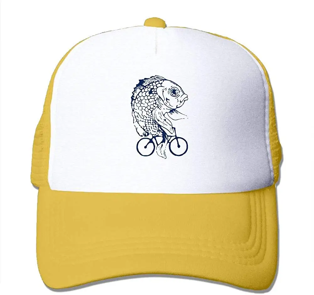 Унисекс Кепка водителя грузовика рыба на велосипеде рыба Искусство Мужская Регулируемая сетчатая Кепка забавная Кепка пик