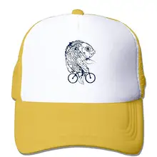 Унисекс Кепка водителя грузовика рыба на велосипеде рыба Искусство Мужская Регулируемая сетчатая Кепка забавная Кепка пик