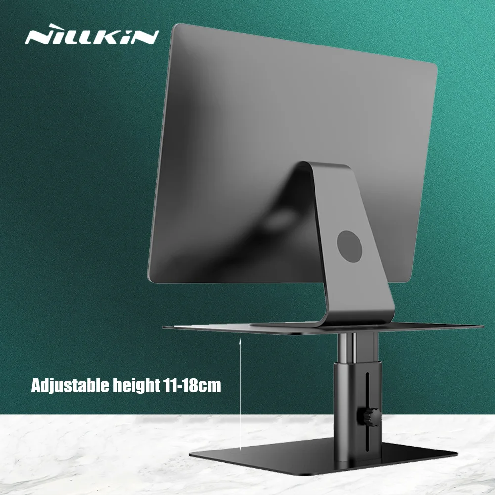 NILLKIN-HighDesk 조절식 모니터 스탠드, 유연한 금속 소재 열 방출 노트북 홀더, 10-17 인치 노트북용