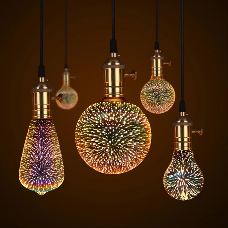 Creative Fireworks Light 3D Christmas KTV Holiday LED Lamp 3D Fireworks Bulb A60 E27 Home Decor Fireworks Bulb