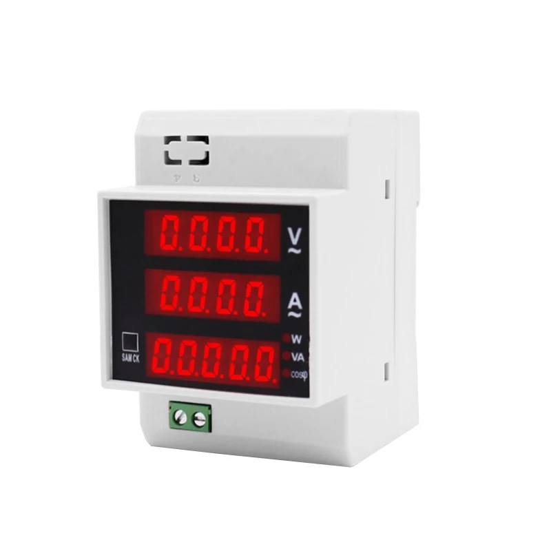 

D52-2048 Digital Power Meter AC 80-300V 200-450V 0-100A Current Voltage Meter Monitor Voltmeter Ammeter Wattmeter DIN-Rail 35mm
