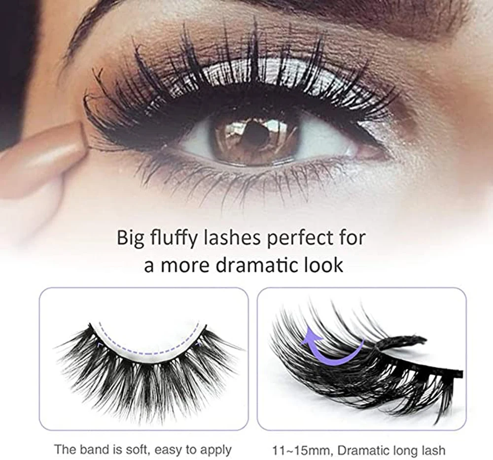 

5 pairs of mink eyelashes 3D false eyelashes Thick criss-crossed eyelash extensions Naturally curled and soft false eyelashes