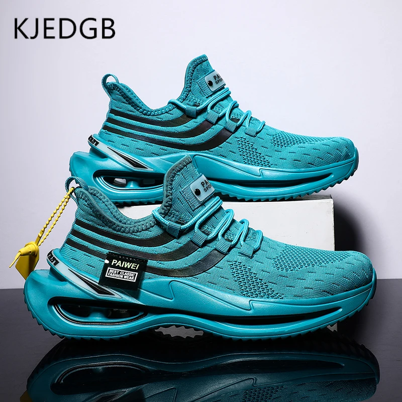 KJEDGB-Zapatillas ligeras de plataforma para hombre, zapatos de moda azules, luminosos, cómodos, para caminar informal, zapatos de gimnasia para hombre