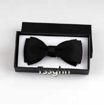 

2020 New Fashion Designer Men's Bow Ties Double Fabric Solid Color BowTie Wedding Bridegroom Banquet Butterfly Tie with Gift Box