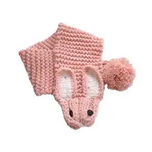 Теплые шарфы для маленьких мальчиков и девочек, шаль с рисунком милого кролика, вязаный шарф с кольцом на шею, 517D