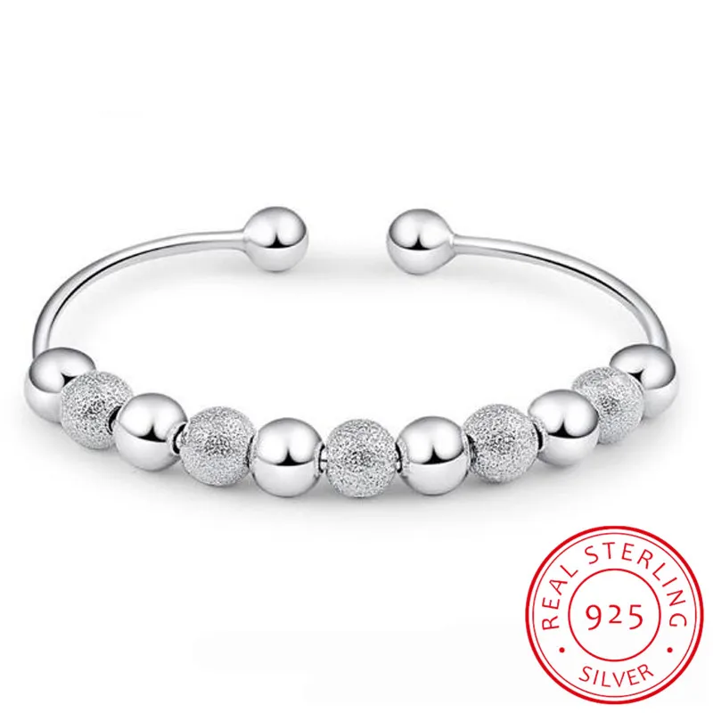 

Лидер продаж, женские браслеты из стерлингового серебра 925 пробы с бусинами, открытые браслеты-манжеты и браслеты, ювелирные изделия, женские S-B15