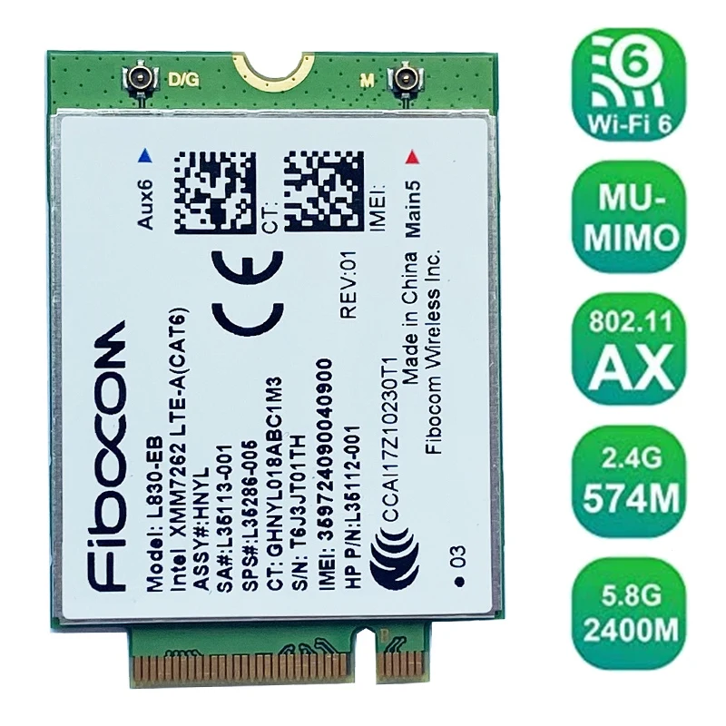 Карта памяти L830 EB 4LTE WWAN для HP L35286 005 XMM 7262 LTE Advanced Cat6 300 Мбит/с 640 650 G5 840 846 850 G6 X360