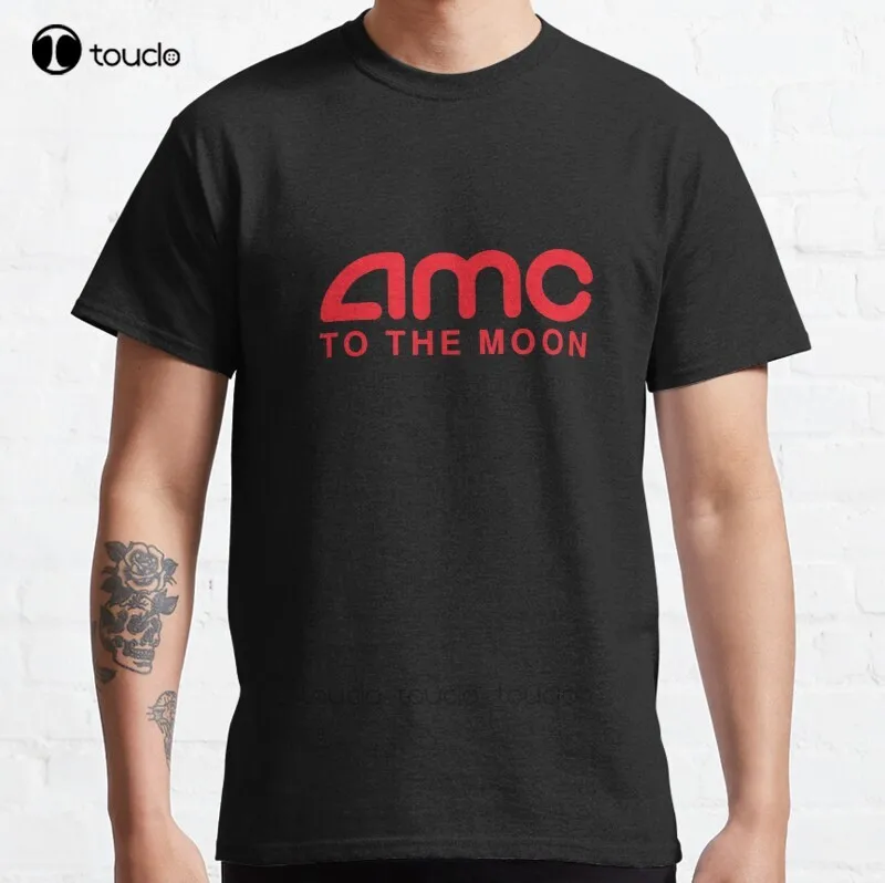 New Amc To The Moon Parody Stocks Investor Classic T-Shirt Cotton Men Tee Shirt white mens tshirt Custom aldult Teen unisex | Женская