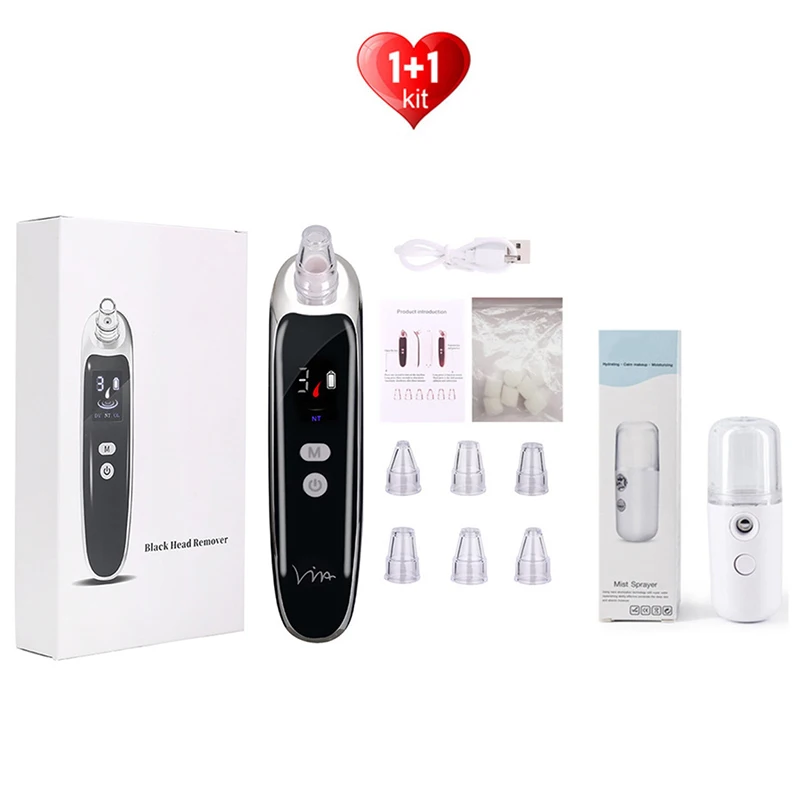 

Pore removal cleanser LCD blackheads and USB rechargeable face steamer acne vacuum electric face deep cleansing skin care