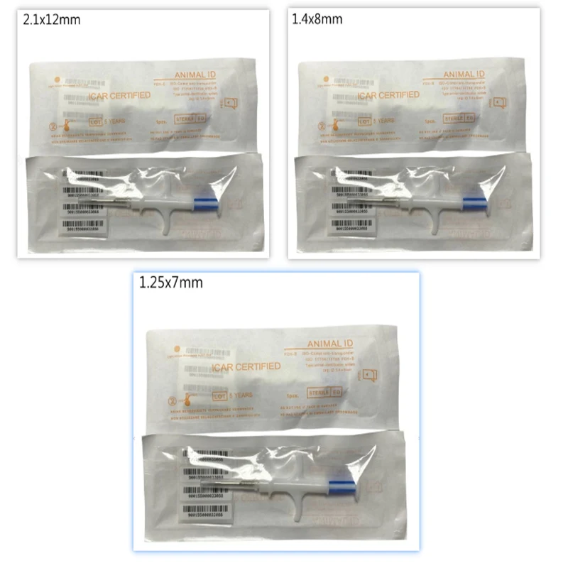 1pc 1,25x7mm 1,4x8mm 2,1x12mm microchip animal ISO estándar FDX-B Implantable Bioelectronic Chip