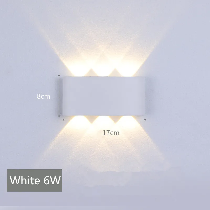 White 6W LED Wall Lamp Outdoor Waterproof Porch Aisle Staircase Garden Wall Light Indoor Lighting Up and Down Illuminate AC85-265V - Цвет абажура: White 6W