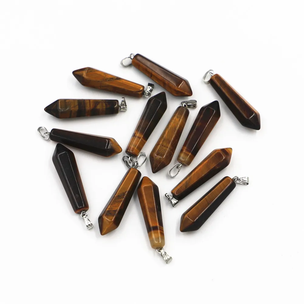 

32*10 мм Мода Высокое качество натуральная бирюза аметистами тигровый глаз каменный столб Шарм Подвеска для изготовления ювелирных изделий