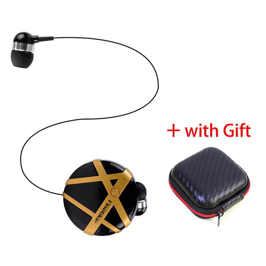 FINEBLUE беспроводные Bluetooth наушники, масштабируемые наушники, bluetooth-гарнитура, наушники-вкладыши с микрофоном, деловые для телефона - Цвет: Black gold box